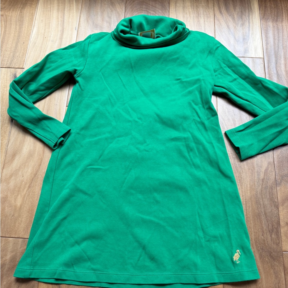 The Beaufort Bonnet Company Girls' Green Turtleneck Jersey Dress
